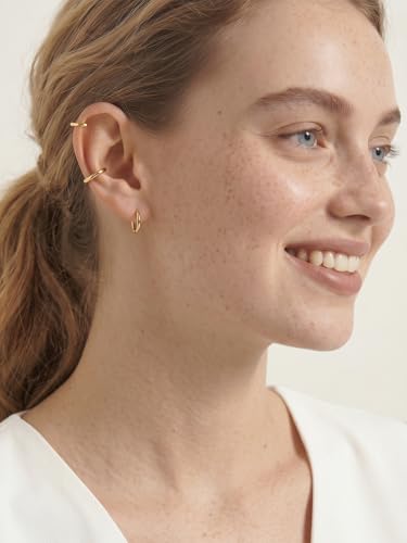 925 Sterling Silver Huggie Hoop Earrings, Small Silver Hoop Earrings for Women Hypoallergenic Huggie Lightweight Small Hoops Earring Cartilage Sleeper Earrings 6/8/10/12/14/16/18/20mm - color: Gold, size: 6MM
