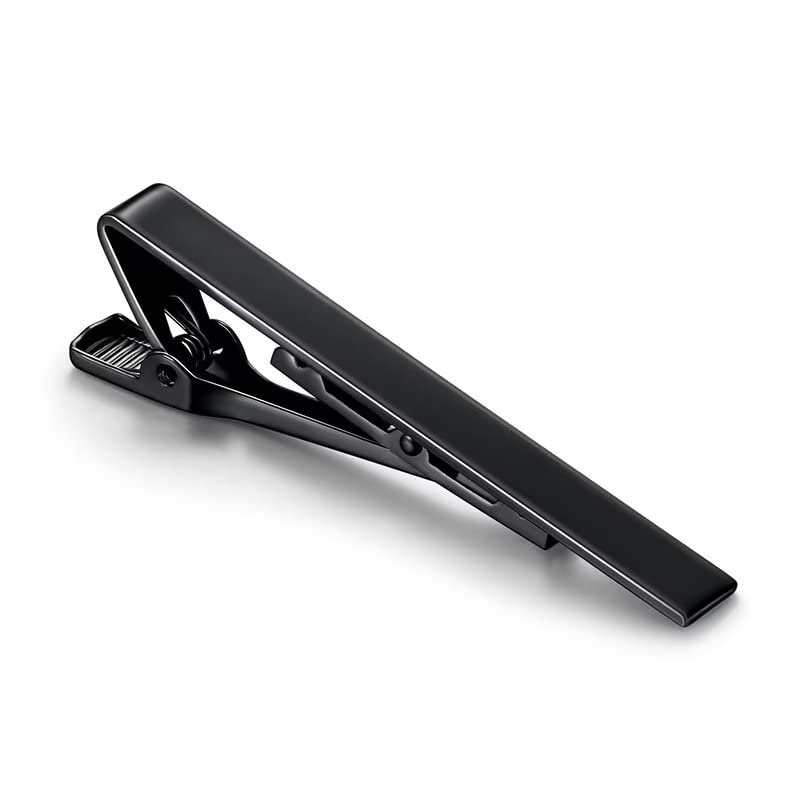Tie Clips for Men Black Tie Bar Clip Set for Regular Ties Necktie for Wedding Anniversary Business Best Gift Skiny Necktie Meeting （2.28 * 0.24in）