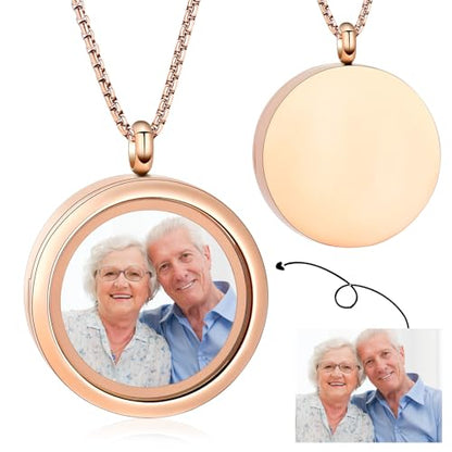 Oinsi Cremation Locket Necklace For Ashes Of Loved One Carry Photo Glass Memorial Urn Jewelry 316L Stainless Steel Keepsake Gifts - color: A-Rose Gold