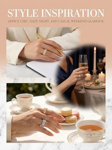 TOPGRILLZ Flower Band Rings for Women - 9 mm Cubic Zirconia Eternity Style Chunky Ring, Marquise and Round Stone, Fashion Jewelry Size 6-10 - color: Gold Tone