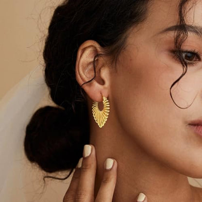 Chunky Hoop Huggie Dangle Tassel Pearl Bow Heart Charm Stud Cilp-on Earrings for Women, 14K Gold plated/Sterling Silver Plated CZ Large Jewelry Vintage Dainty Trendy Gift Daily Prom Party - style: Chunky Heart-GD