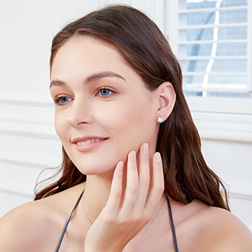 VOLUKA Cubic Zirconia Stainless Steel Screw Flat Back Earring - Hypoallergenic Stud Earrings for Women & Men - 316L Titanium CZ Stud Earrings for Nickel-Free, Trendy & Elegant - color: 1 Pair- 6mm Flat Back -White