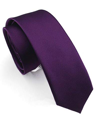 JEMYGINS 2.4" Solid Color Skinny Tie and Pocket Square with Tie Clip Sets for Men (6cm) - color: Purple