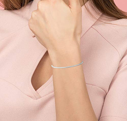 Savlano 925 Sterling Silver Solid Italian Round Diamond Cut Snake Chain Bracelet/Anklet For Women & Men - Made in Italy Comes Gift Box - style: 1.5mm