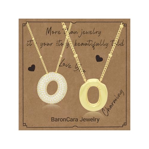 2 PCs Gold Plated Necklace Set for Women - Non Tarnish Jewelry Gift with Fashion Design - style: 2 PCs O Style