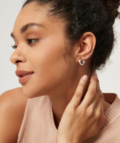 Monkton Huggie Earrings for Women S925 Sterling Silver Open Hoop Earrings - Chic Lightweight Dainty Minimalist Hypoallergenic