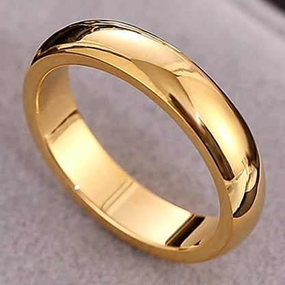 CCBFY 2 MM 4 MM Stainless Steel Ring Jewel Roman Numerals Stackable High Polish Plain Dome Tarnish Resistant Comfort Fit Ring Wedding Band Size 3-15 - color: 4mm - Gold