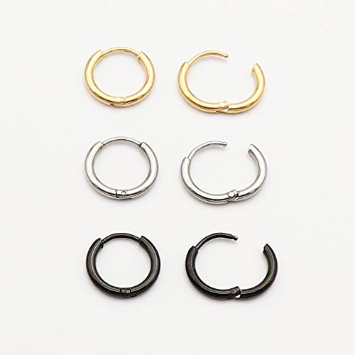 EACHLP Tiny Hoop Earrings 18K Real Gold Plating Surgical Steel Unisex - style: 8MM Hoops