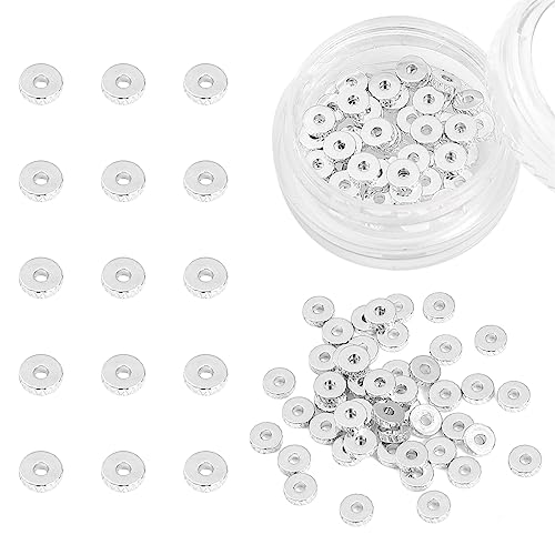 Silver Plated Disk Spacer Beads 4x1.2mm 50pcs for Jewelry Making Findings Non Tarnish - color: Silver, size: 4x1.2mm Disk