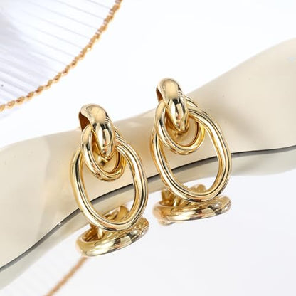 Pearl Earrings for Women 14K Gold Freshwater Pearl Hoop Earring Dangle Drop Wedding Earrings Bridal Bridesmaid Jewelry Gifts for Women - color: Circle-2