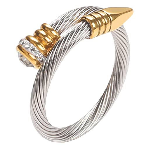 Dorriss Ring for Women Adjustable Cable Nail Rings Open Stackable Jewelry - color: A-Gold & Silver