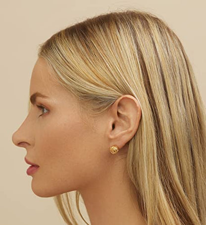 Gold Love Knot Earrings for Women & Girls | Barzel 18K Gold Plated Woven Love Knot Stud Earrings 10mm For Women - Made In Brazil