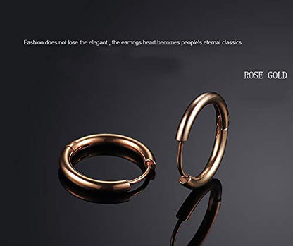 316L Surgical Stainless Steel Huggie Hoop Earrings 6mm 8mm 10mm 11mm 12mm 14mm Hypoallergenic Earrings Hoop Cartilage Helix Lobes Hinged Sleeper Earrings For Men Women - style: B04: 8mm Rose Gold(THK 2.0mm)