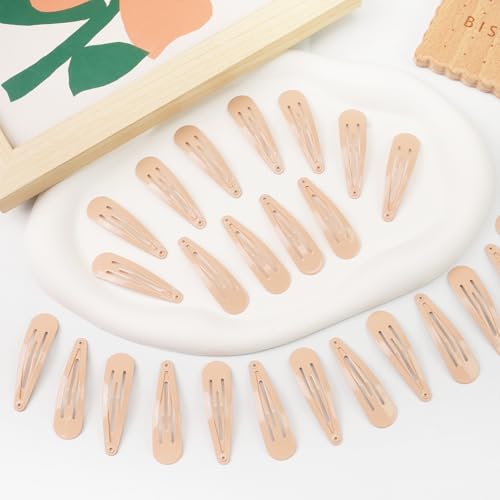 80 Pack Khaki 2Inch Craft Snap Hair Clips DIY Naked Non-slip Hair Barrettes | 5cm khaki water drop snap hair clips DIY craft clips - color: Khaki