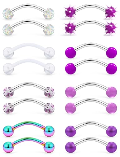 Jenxnjsjo 14G Snake Frog Eyes Piercing Jewelry Tongue for Women Men 14mm 9/16in Bars Extra Long Belly Naval Button Rings Snake Bite Curved Barbells Surgical Stainless Steel - color: Purple