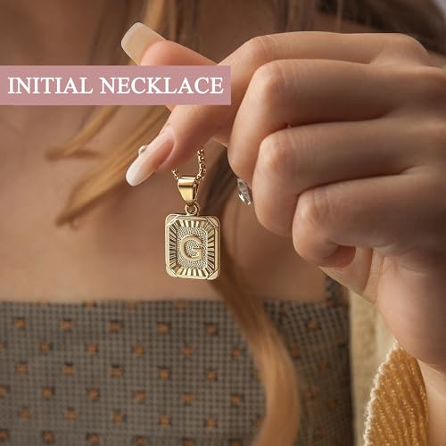 JSJOY Graduation Gifts 2026 Gold Initial Necklaces for Women Men Gold Letter Necklaces 26 Capital A-Z Letter Pendant Necklaces for Women Square Monogram Necklace for Her Initial Necklaces - color: Gold Letter W