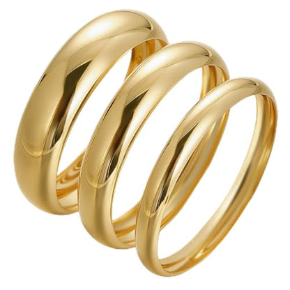 Chunky Gold Bangle Bracelets for Women, Dainty 14k Gold Plated Big Stackable Bangles Set, Trendy Statement Cuff Bracelet Stack Fashion Jewelry Gifts - style: 3 Thick gold bangles