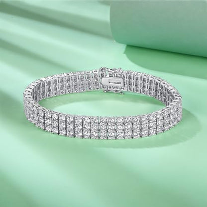 TIKJE 1-3 Row Cubic Zirconias Tennis Bracelet | 3.0mm White Gold Bracelets for Women Jewelry Gift| Size 7-7.5 inches - style: 3 Row, 7 inch
