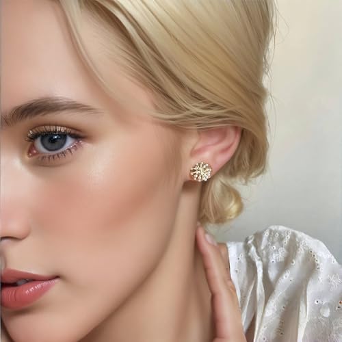 Pearl and Rhinestone Stud Earrings for Women Retro Statement Earrings Wedding Party Prom Jewelry - color: Cluster Pearl-Gold