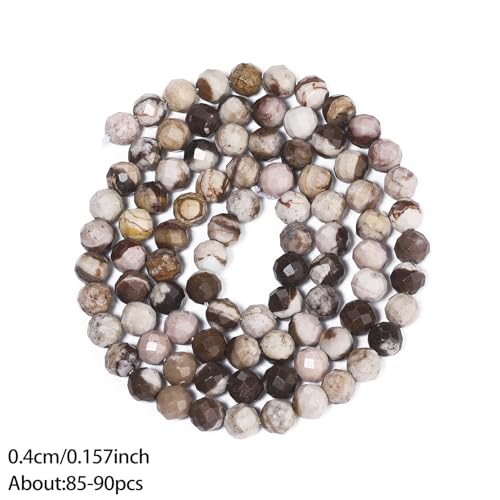 90pcs 4mm Natural Australian Zebra Gemstone Beads Faceted Round Loose Stone Beads for Jewelry Making - color: Australian Zebra, size: 3.7-4.2mm
