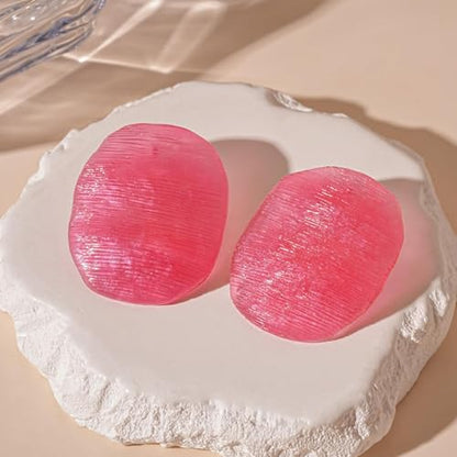 Trendy Resin Acrylic Statement Earrings for Women Chunky Geometric Round Drop Stud Styles Fashionable Modern Lightweight Dangle Earring Set - color: A:Pink