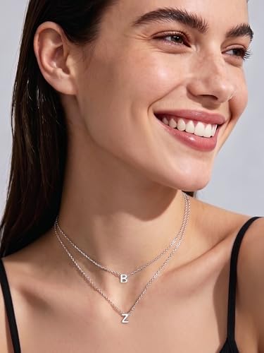 ChicSilver 925 Sterling Silver Initial Necklace for Women Dainty Letter Jewelry Personalized Gift - style: 02.B
