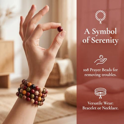 Handmade Mala Beads Bracelet 108 8mm Prayer Meditation Bracelet Sandalwood Elastic, Buddhist Beads, Prayer Mala Necklace for Men and Women Gifts - color: Colorful Beads