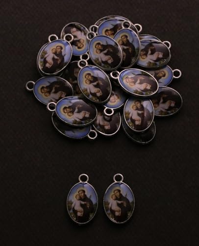 Saint Therese of Lisieux/Saint Mother Teresa of Calcutta/Divine Mercy Jesus/Mater Dolorosa Patron Saint Medal Charm Pendant for DIY Rosary Necklace Bracelet Jewelry Making Part - color: 30pcs-Enamel Saint.Joseph