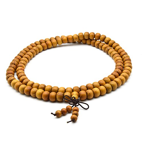 Zen Dear Natural Golden Sandalwood Mexican Bocote Mala Prayer Bead Bracelet Link Wrist Necklace Mala Beads - style: 7mm x 8mm 108 beads