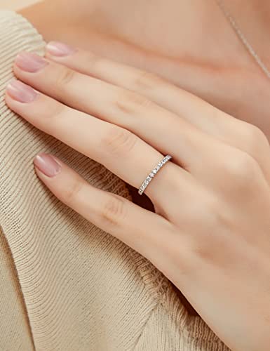 EAMTI 2mm 925 Sterling Silver Wedding Band Half Eternity Stackable Engagement Ring Size 3-13 - color: Silver
