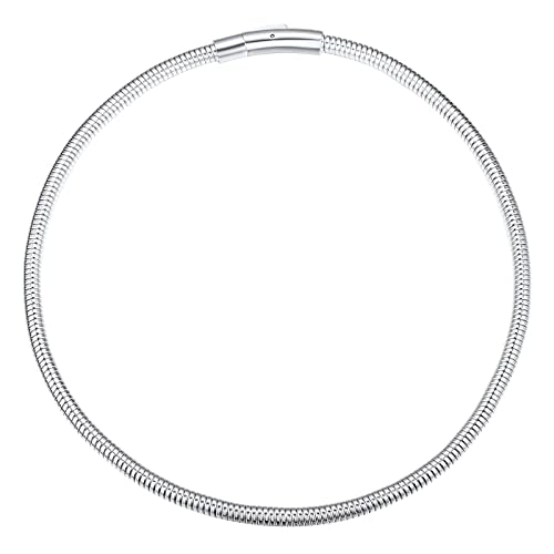 FindChic Herringbone Choker Chain Necklace for Women 2" Adjustable Extender | Waterproof Stainless Steel Chain for Layering, Black /14K Gold Plated/Rose Gold/Silver Necklace Snake Chain - color: D. Silver-5MM, size: 16 inch