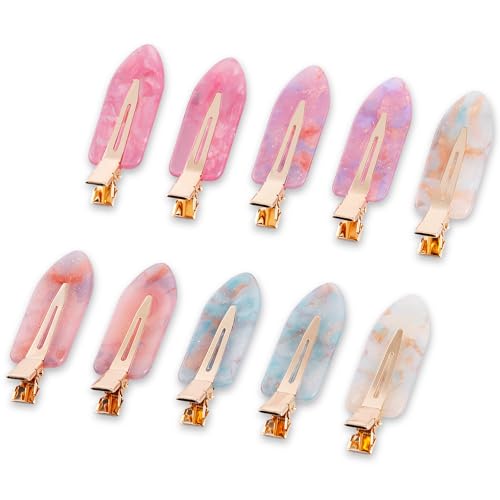 No Crease Creaseless No Bend Hair Clips For Styling Non Slip Flat Clips For Makeup Hair Accessories For Women,Sparkle Pink Purple,10 PCS - color: 10P-Sparkle pink purple