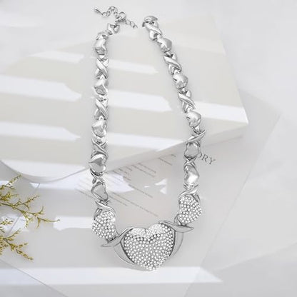 Woman Jewelry Sets Gold Jewelry Sets XOXO Women's Gold Jewelry Fashion Jewelry Necklaces Earrings Woman Accessories Bracelets Jewelry Gifts Love Necklaces - color: X0024-Silver