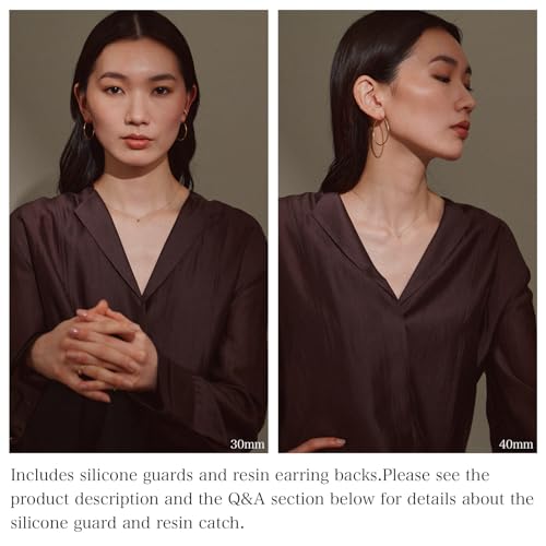 LOKUMI Resin Post Hoop Earrings | Hypoallergenic & Nickel-Free | Made in Japan | Available in 6 sizes and 3 finishes: Silver, 24K Gold, and Pink Gold - color: 25mm 24K gold plated