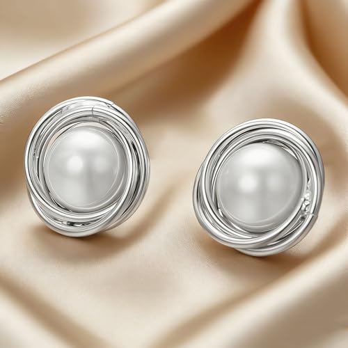Yoursfs Faux Pearl Clip On Earrings For Women 18K Gold Plated Button Ear Clips - style: Faux Pearl Clip On Earrings