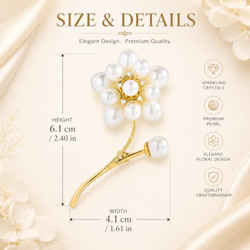 Flower Brooch for Women Rhinestone Pearl Zirconia Flower Lapel Pin Birthday Holiday Gift for Mother Wife Girlfriend - color: 06