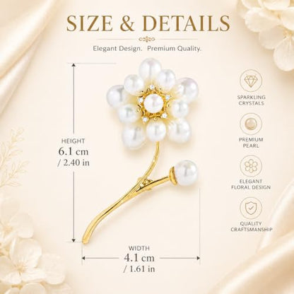 Flower Brooch for Women Rhinestone Pearl Zirconia Flower Lapel Pin Birthday Holiday Gift for Mother Wife Girlfriend - color: 06