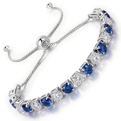 Lovans 14K Gold Plated Tennis Bracelets,White/Yellow/Rose Gold-plated Adjustable Cubic Zirconia Tennis Bracelet for Women - color: Silver, size: 5MM Blue