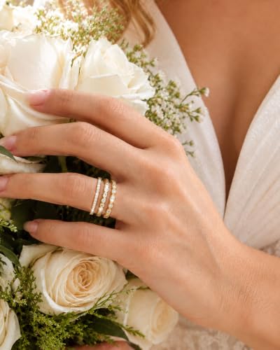 TOBENY Gold Engagement Rings for Women Non Tarnish 14K Gold Plated Stackable Cubic Zirconia Wedding Bands Ring Dainty Promise Love Eternity Stacking Thumb Ring Set Gold Bridal Rings Size 6 7 8 9 10 - color: B-3Pcs Gold Wedding Cubic Zirconia Rings