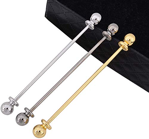 3PCS Copper Collar Bar Shirt Tie Necktie Pins Clip Clasp Lapel Stick Brooch Barbell Screw Cravat Pin - color: Ball