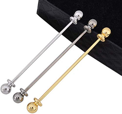 3PCS Copper Collar Bar Shirt Tie Necktie Pins Clip Clasp Lapel Stick Brooch Barbell Screw Cravat Pin - color: Ball