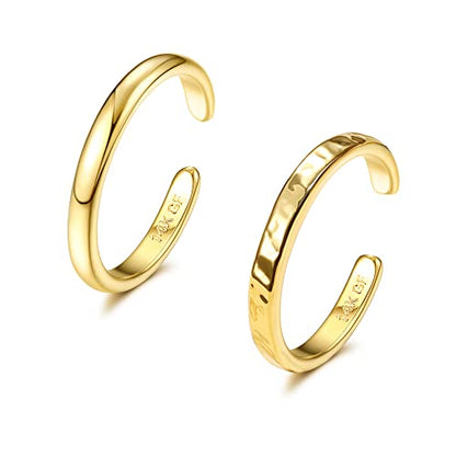 IRONBOX 14K Gold Filled Toe Rings for Women Simple Open Band Toe Ring Adjustable Toe Rings - color: Gold C