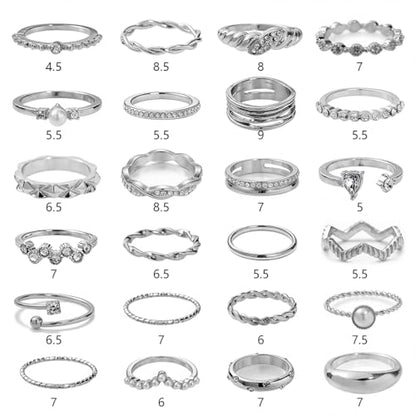 42-Piece Gold Tone Stackable Ring Set for Women, Boho Minimalist Stacking Rings with Crystal & Heart Accents, Adjustable Open Band Jewelry for Daily Wear - style: TZY-003353-01