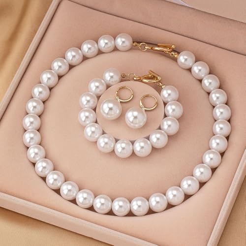 Pearl Necklace for Women Dainty Pearl Necklace Timeless Jewelry christmas gifts friendship gifts for women - color: H-Fashion Pearl Jewelry Set
