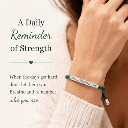 Frodete Dont Let The Hard Days Win Bracelet Inspirational Gifts for Women Adjustable Braided Tube Bracelet Gifts for Friends - color: A7:green
