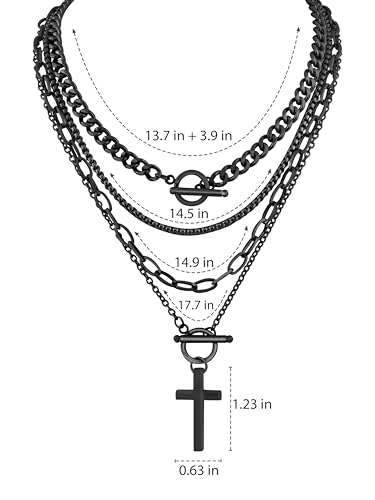 Sacina Goth Layered Cross Choker Necklace, Gothic Punk Grunge Emo Necklace, Christmas Jewelry Gift for Women - color: Black