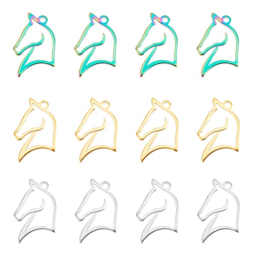 UNICRAFTALE Butterfly Flower Charms Stainless Steel Charms Back Bezel Pendants Metal Charms Animal Charms for DIY UV Resin Pressed Flower Crafts Necklace Bracelet Jewelry Making - style: Horse