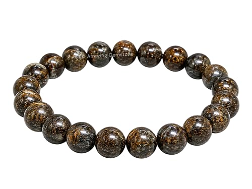Amazing Gemstone Bronzite Crystal Bracelet for Women Men's Gifts - Protection Healing Crystal Bracelet - 8mm Gemstone Beaded Stretchable Bracelet Pulseras Para Hombres Mujer Stocking Stuffers Mothers Day Gift - color: Bronzite