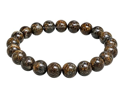 Amazing Gemstone Bronzite Crystal Bracelet for Women Men's Gifts - Protection Healing Crystal Bracelet - 8mm Gemstone Beaded Stretchable Bracelet Pulseras Para Hombres Mujer Stocking Stuffers Mothers Day Gift - color: Bronzite