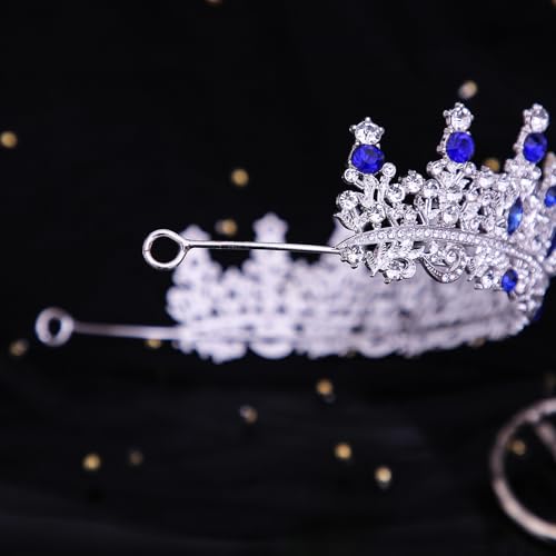 Tiaras and Crowns for Women Crystal Princess Tiaras Rhinestone Queen Crowns For Wedding Bridal Birthday Prom Pageant Party (Tiara 100) - color: Dark Blue